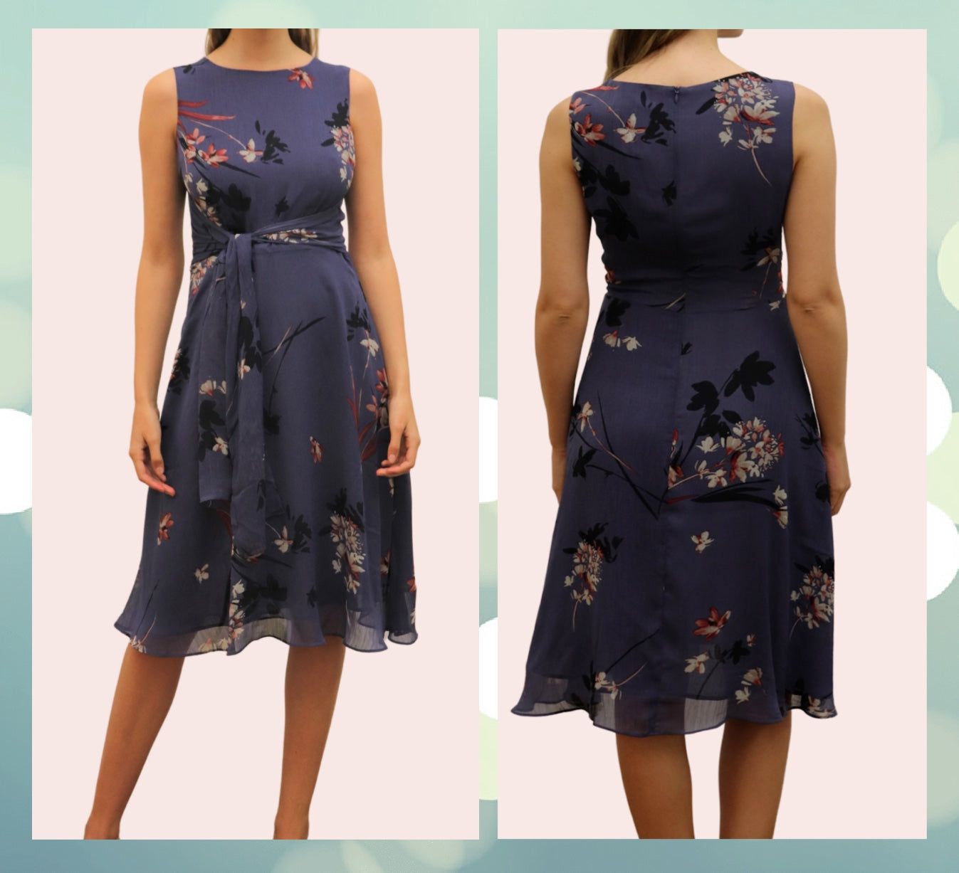 Atelier-New York Grey Floral Printed Chiffon Midi Dress: The Ultimate Wardrobe Essential - BTK COLLECTIONS