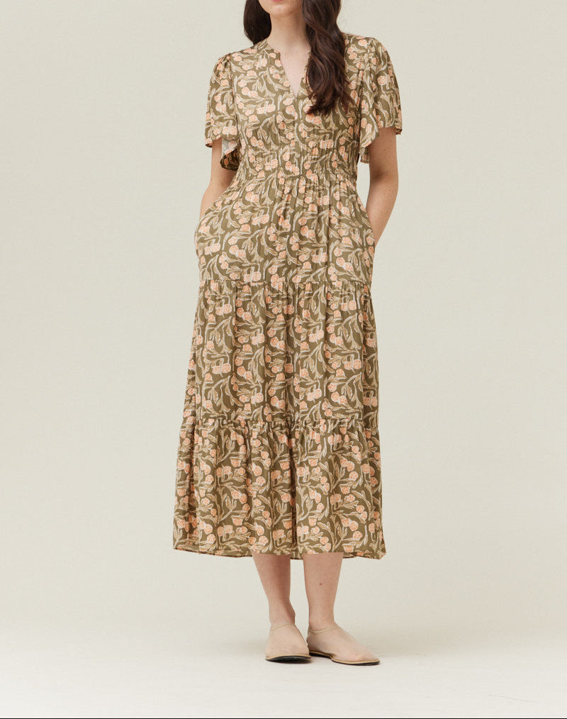 PRINTED MIDI DRESS - BTK COLLECTIONS