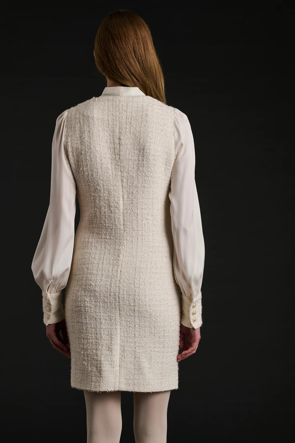 Tweed and silk pussy bow dress - BTK COLLECTIONS