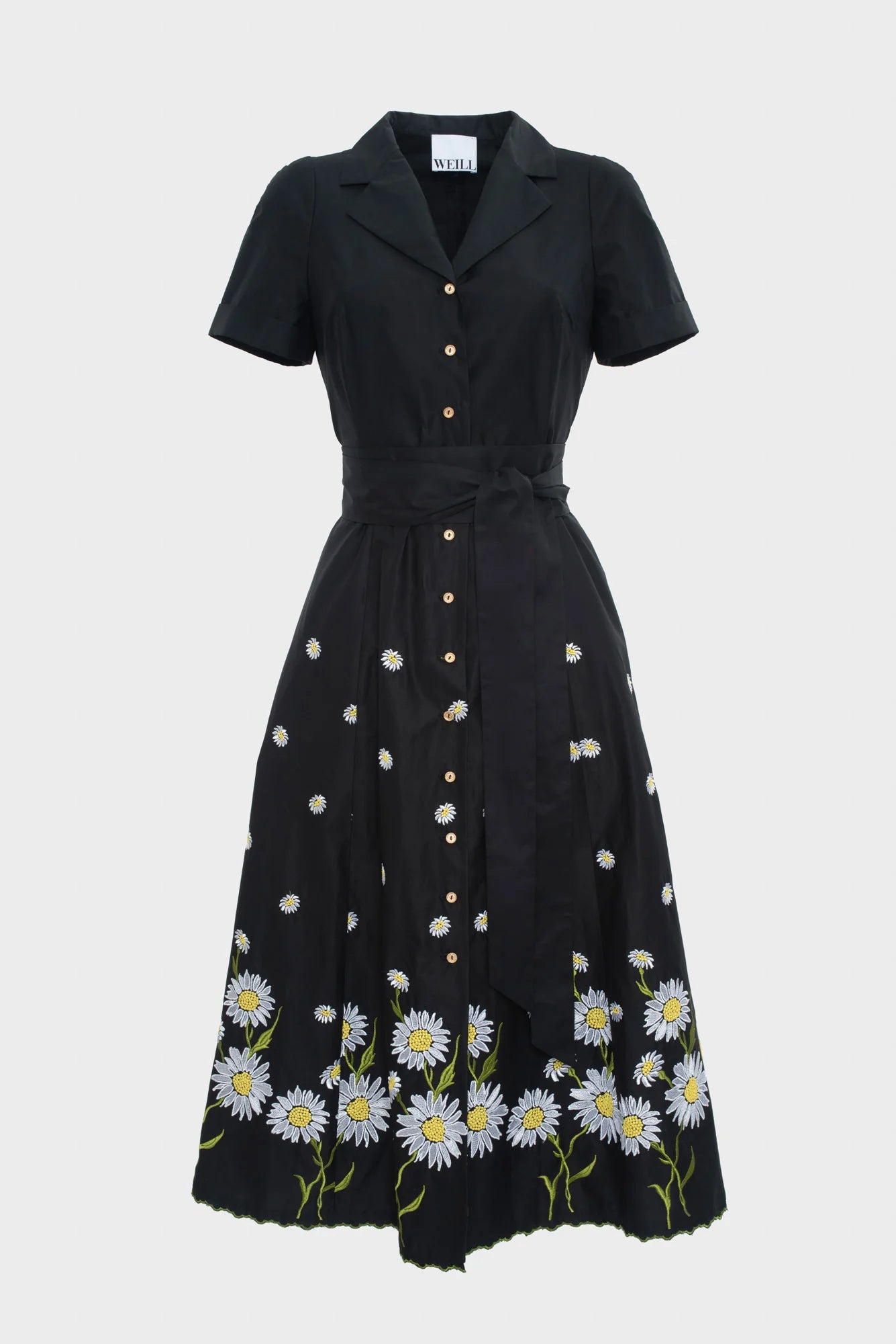 black floral midi shirt dress Anne Klein Women's A-Line Midi Shirt Dress, Black, 8