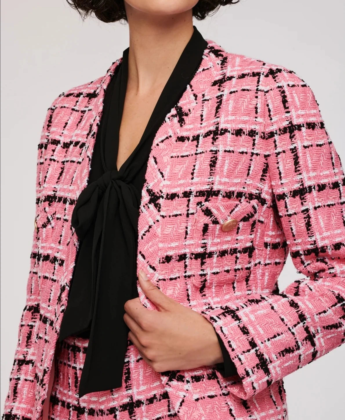 Pink Checked Tweed Jacket