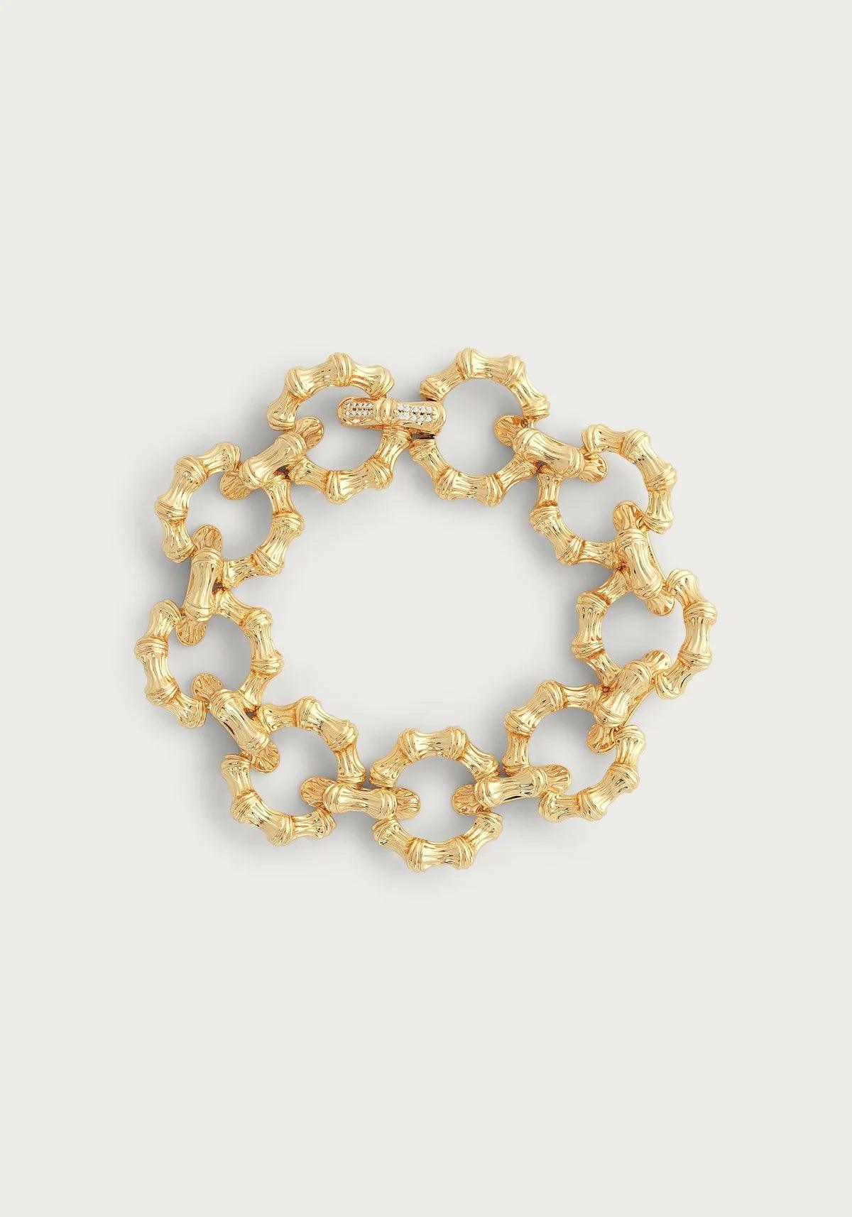 18K Gold Plated Bamboo Chain Bracelet | Gold Link Bracelet – BTK