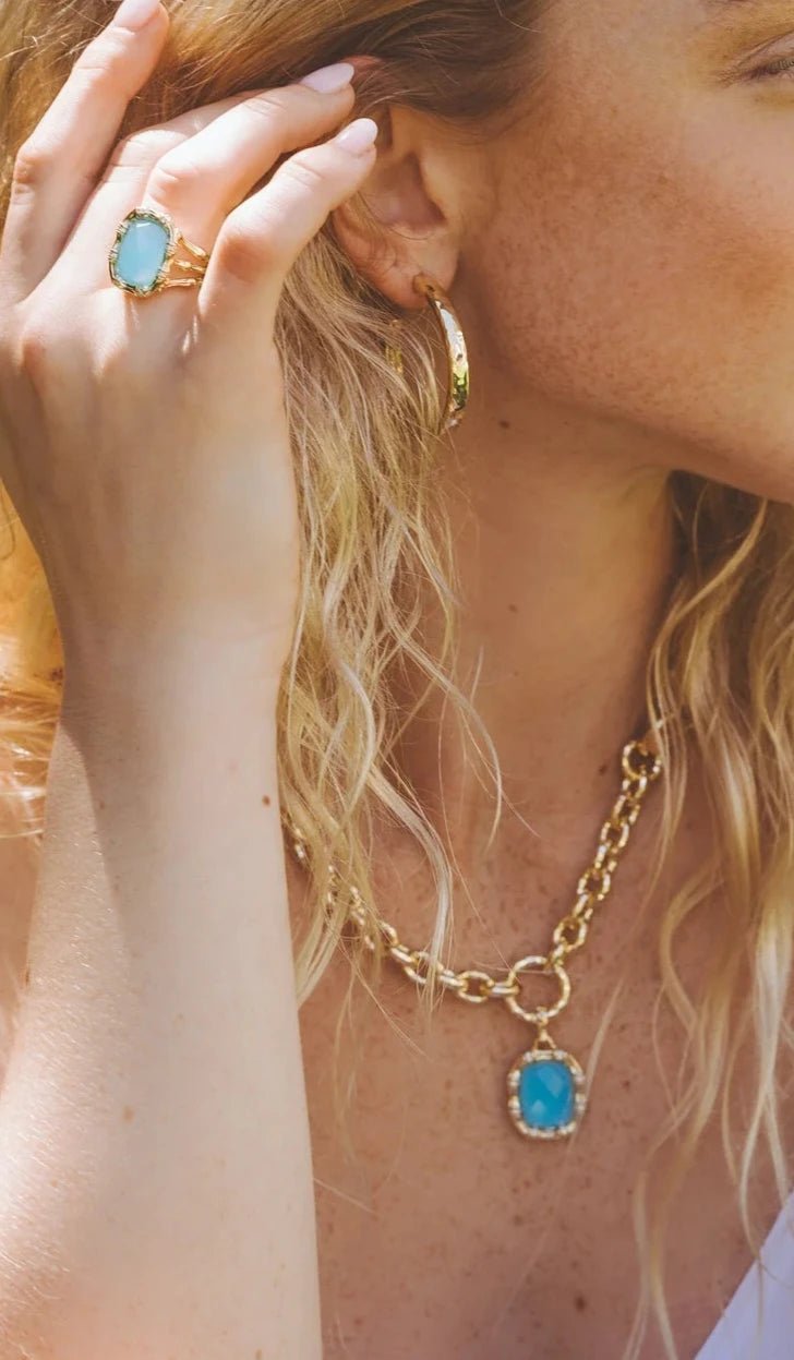 Bamboo With Stone Drop Earrings - BTK COLLECTIONS