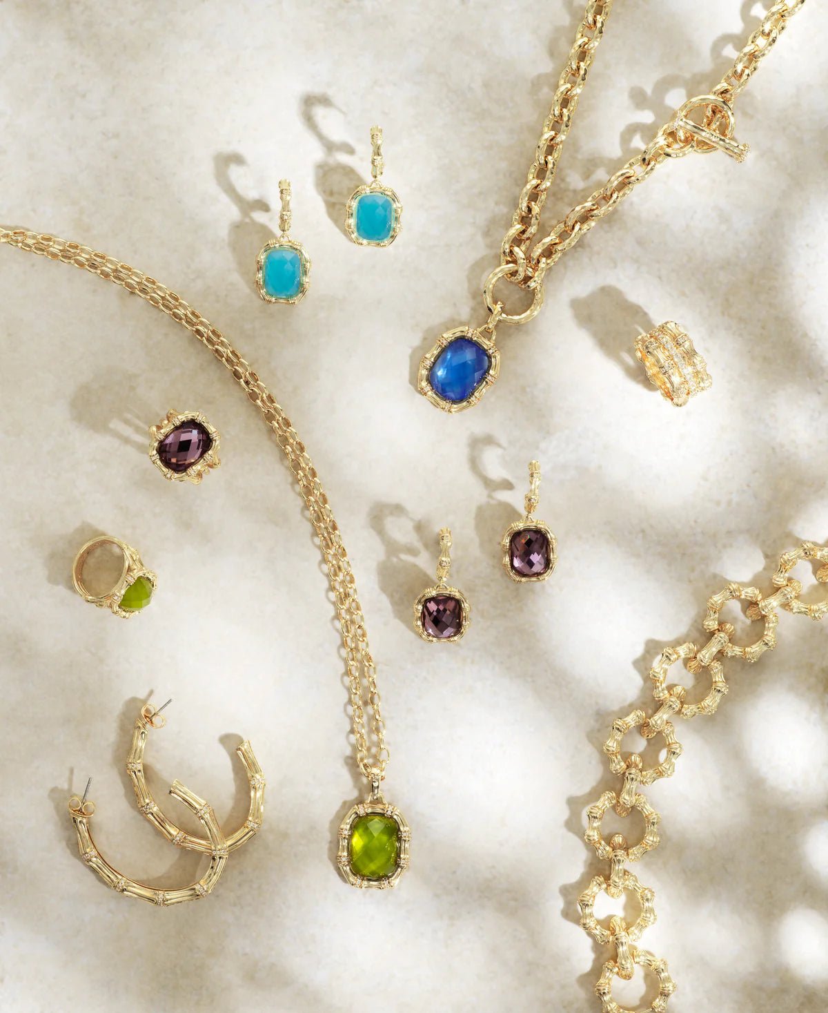 Bamboo With Stone Drop Earrings - BTK COLLECTIONS