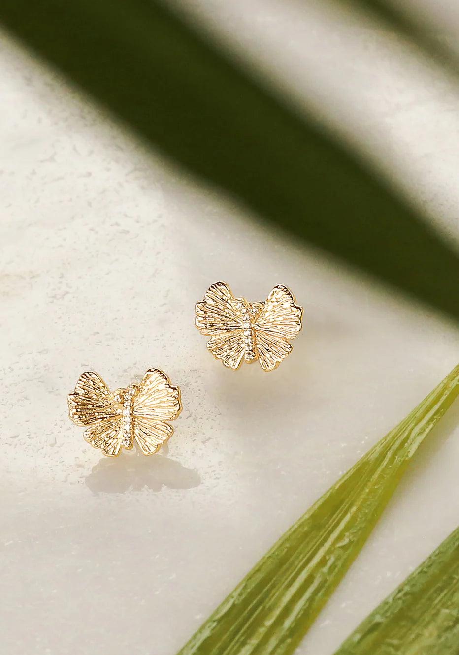 Butterfly Stud Gold Earrings - BTK COLLECTION