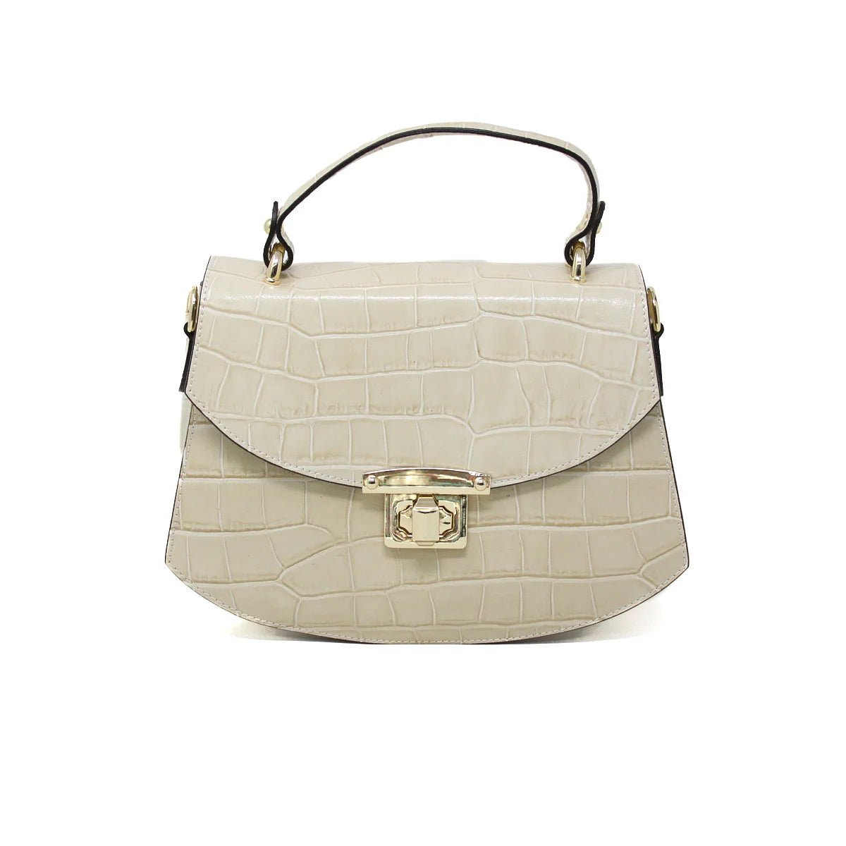 Croc-Embossed Leather Handbag - BTK COLLECTIONS