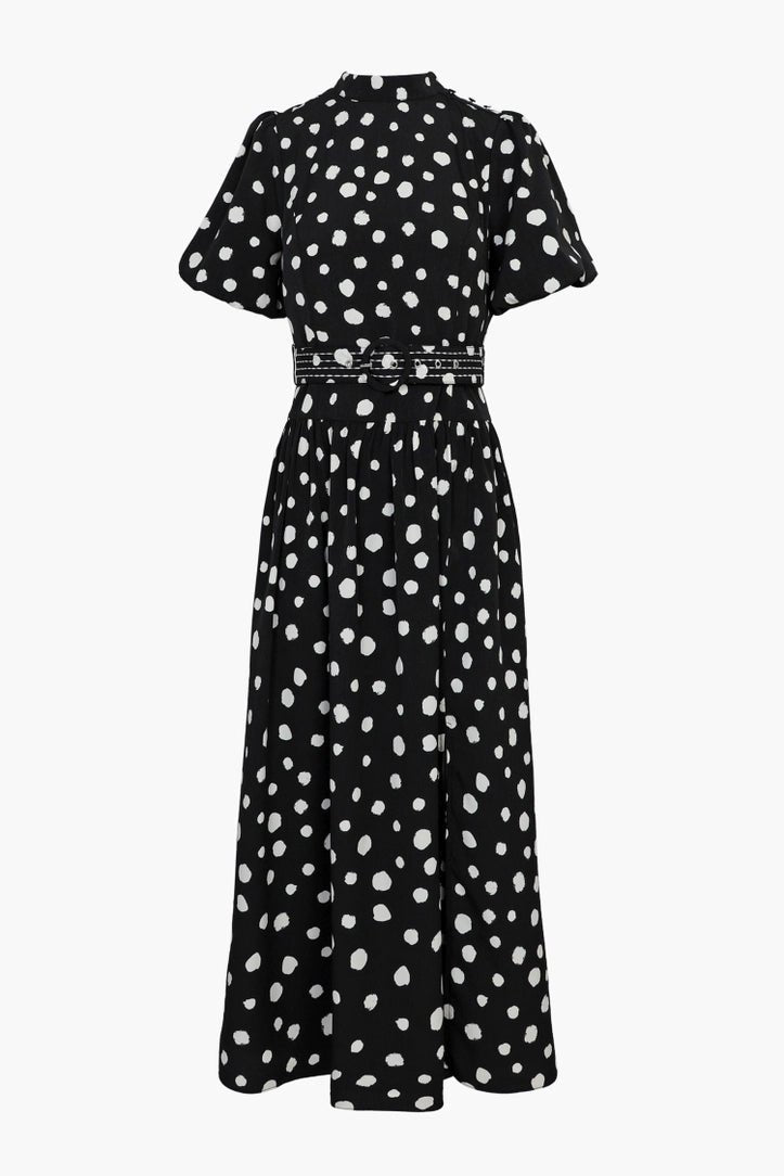 Black/White Darlene Polkadot Belted Midi Dress-Last XS - BTK Black/White Darlene Polkadot Belted Midi Dress-Last XS - BTK