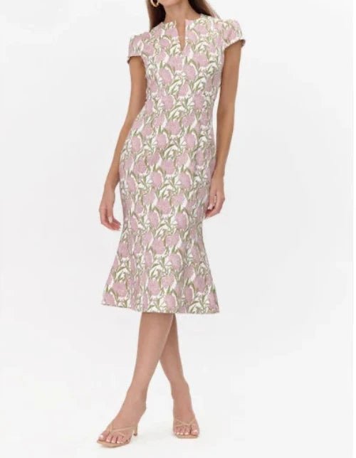 Eris Jacquard Cap Sleeve Midi Dress - BTK COLLECTIONS