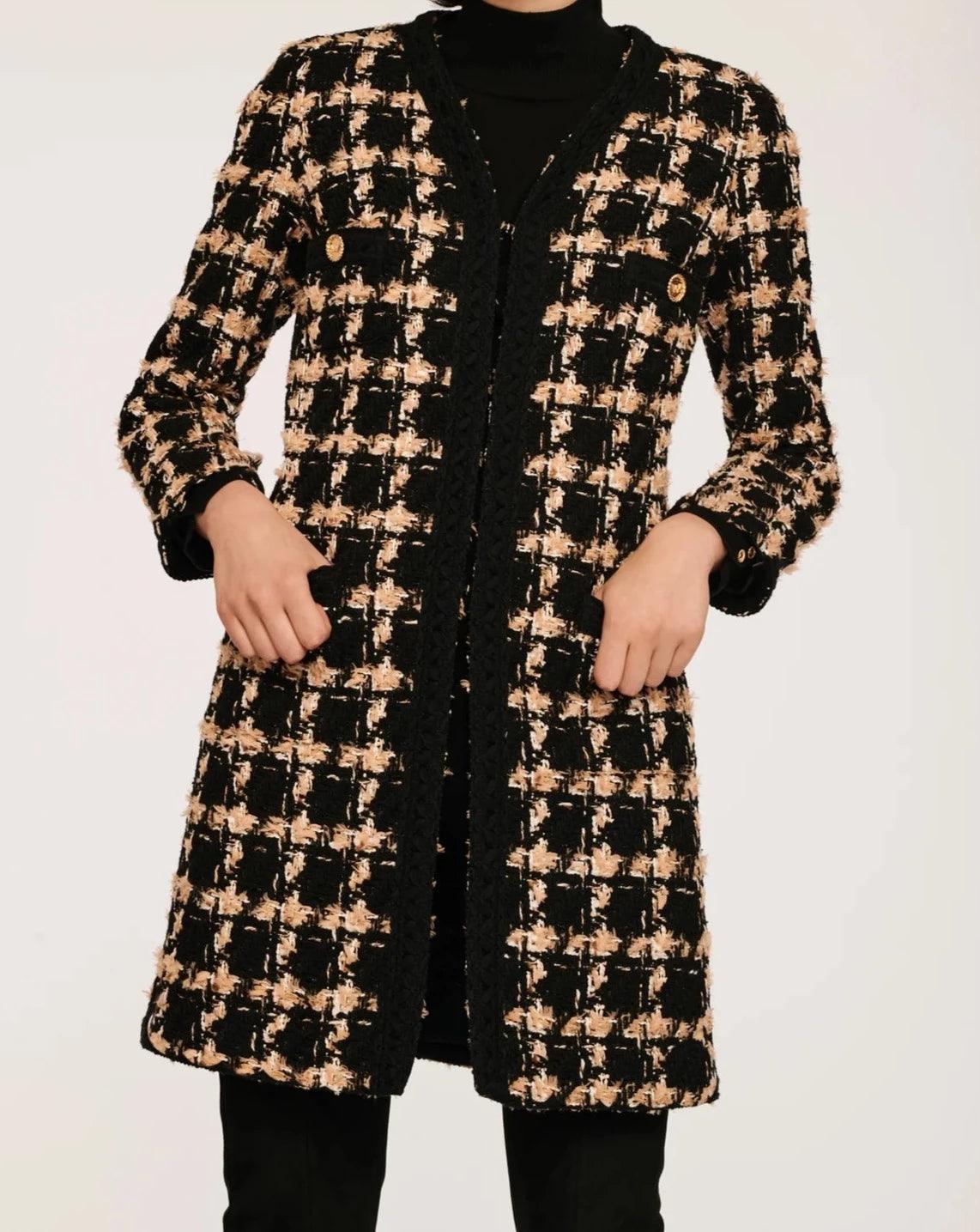 Long Tweed Check Jacket - BTK COLLECTION