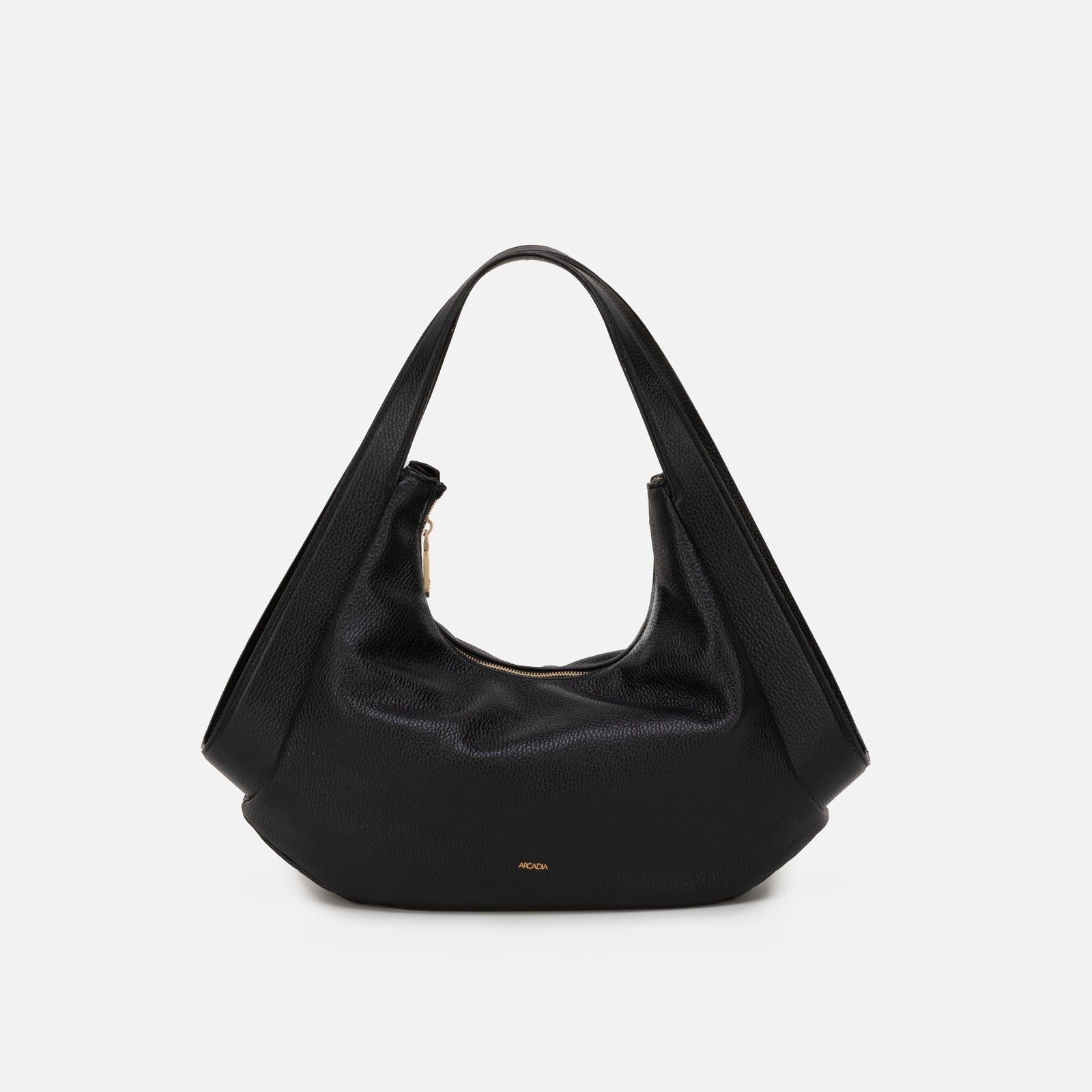 Masai Large Hobo in Black, pebbled calf leather with top zip" width="160