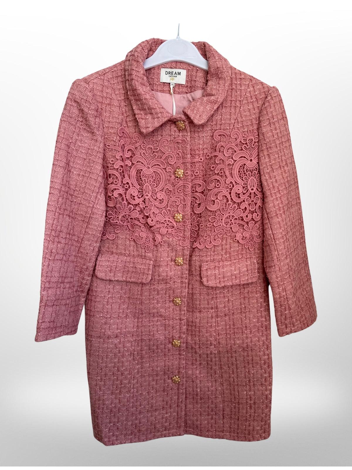Mid Length With Embroidered Quartz Tweed Jacket - BTK COLLECTION