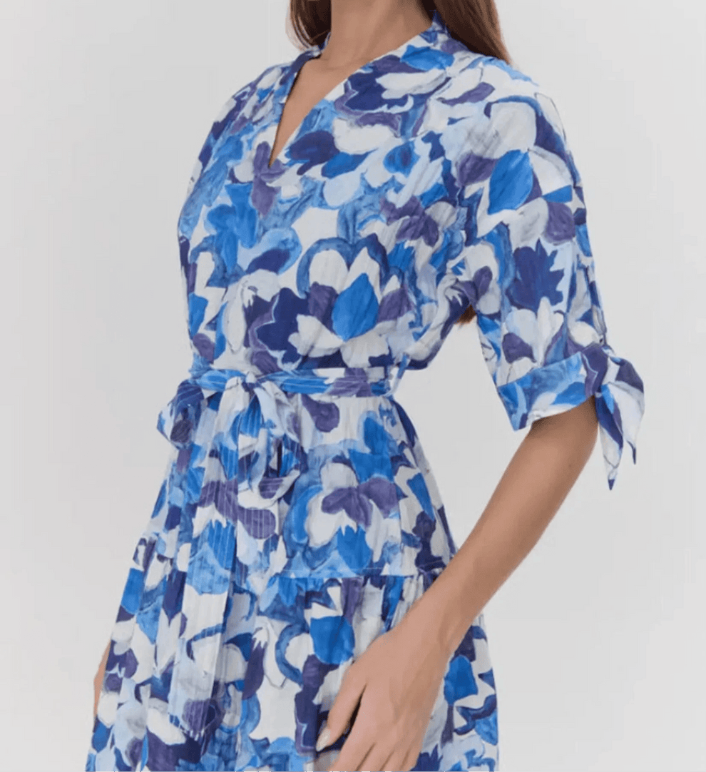 Mona Textured Drop Waist Midi Dress - BTK COLLECTIONS