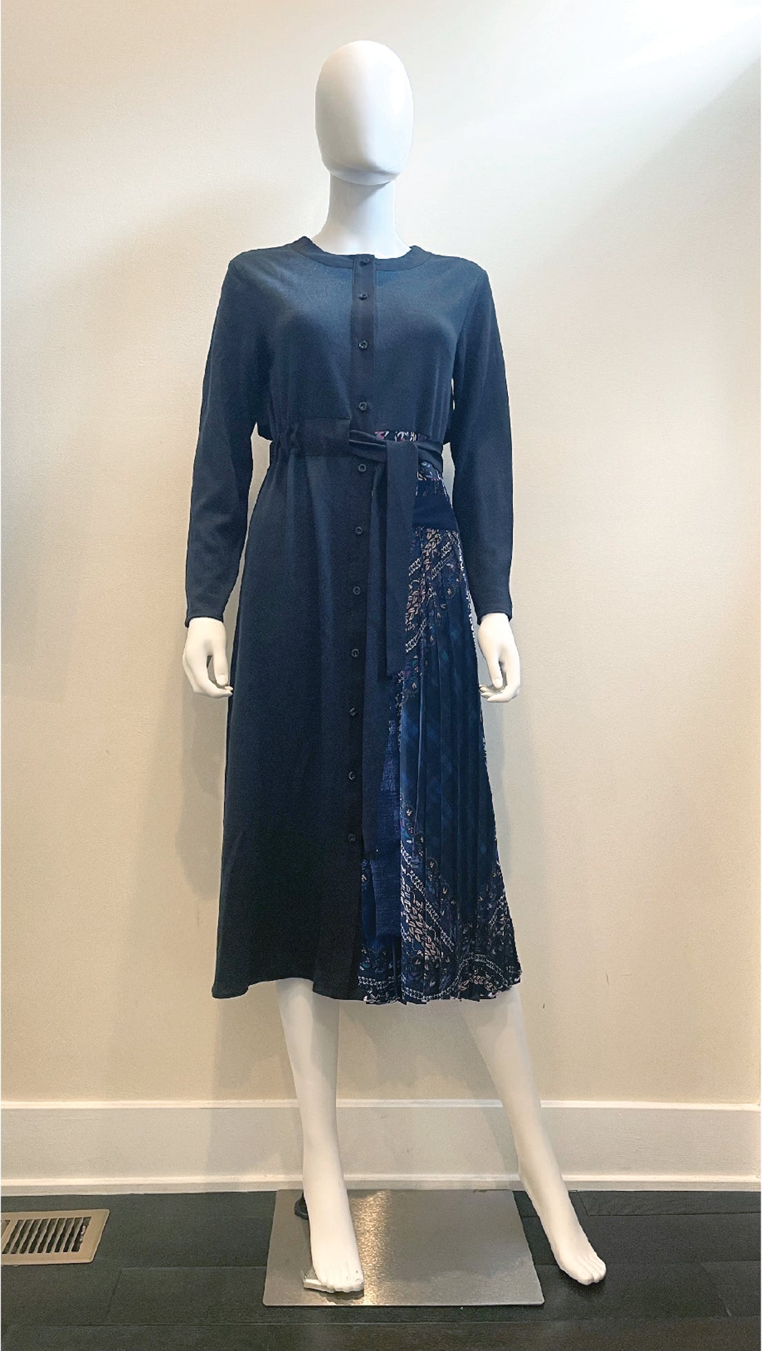 Navy Gianna Pleated Midi Dress - BTK COLLECTIONS