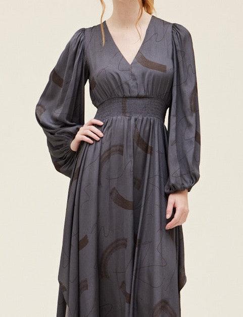 Print Satin Maxi Dress - BTK COLLECTIONS