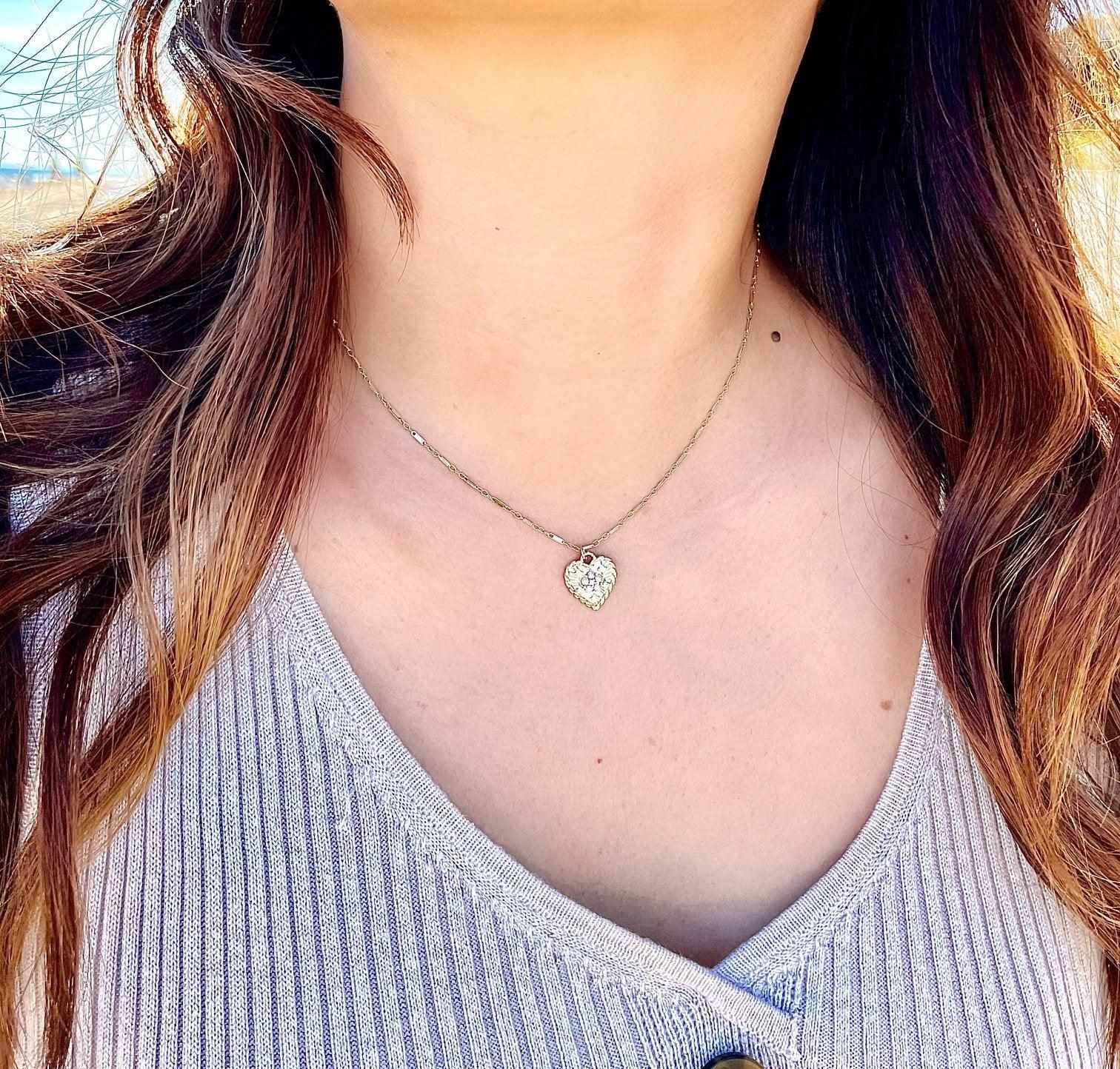 Bella Heart Pearl Necklace 16IN - BTK COLLECTIONS