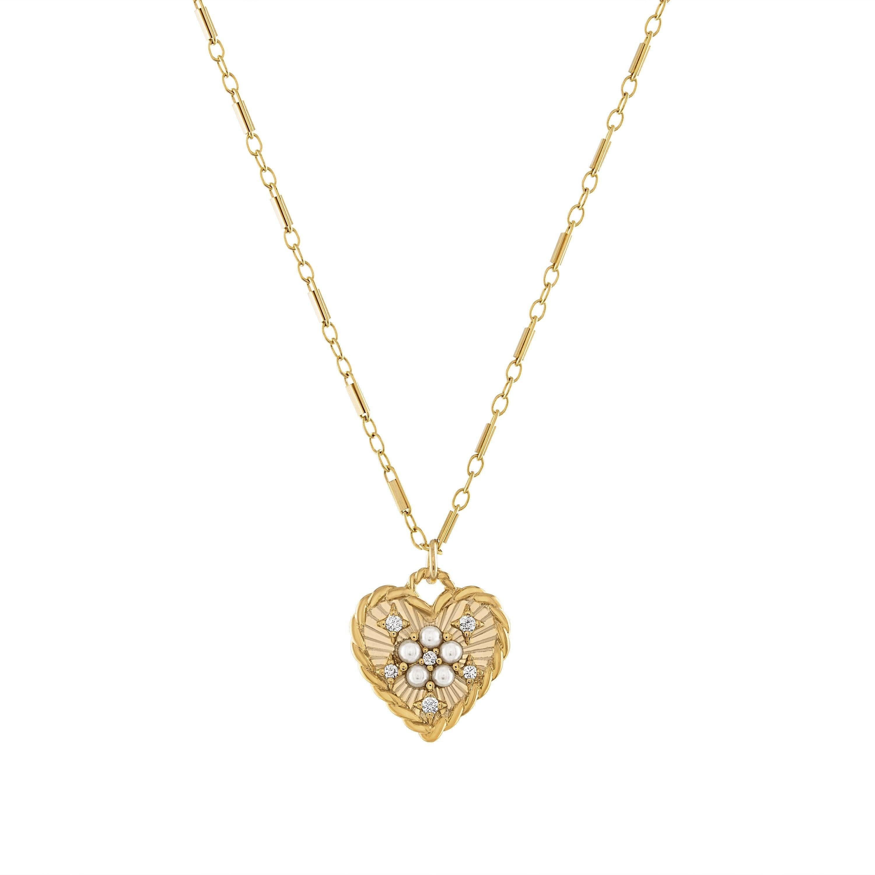 Bella Heart Pearl Necklace 16IN - BTK COLLECTION