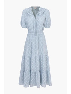 Darlene Burnout Chiffon Smocked Midi Dress - BTK COLLECTIONS