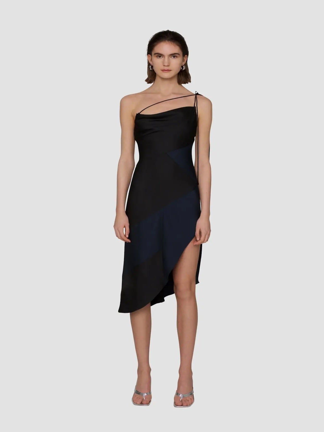 Grace Black Colors Block Slip Dress - BTK COLLECTIONS
