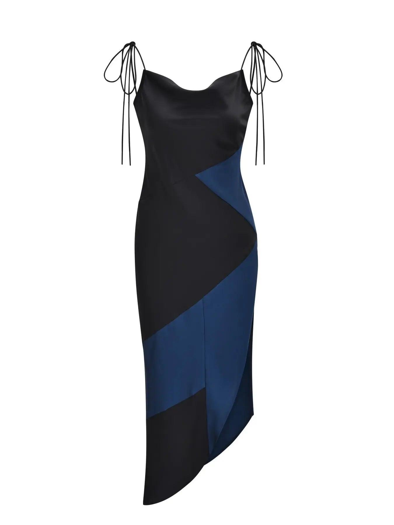 Grace Black Colors Block Slip Dress - BTK COLLECTIONS