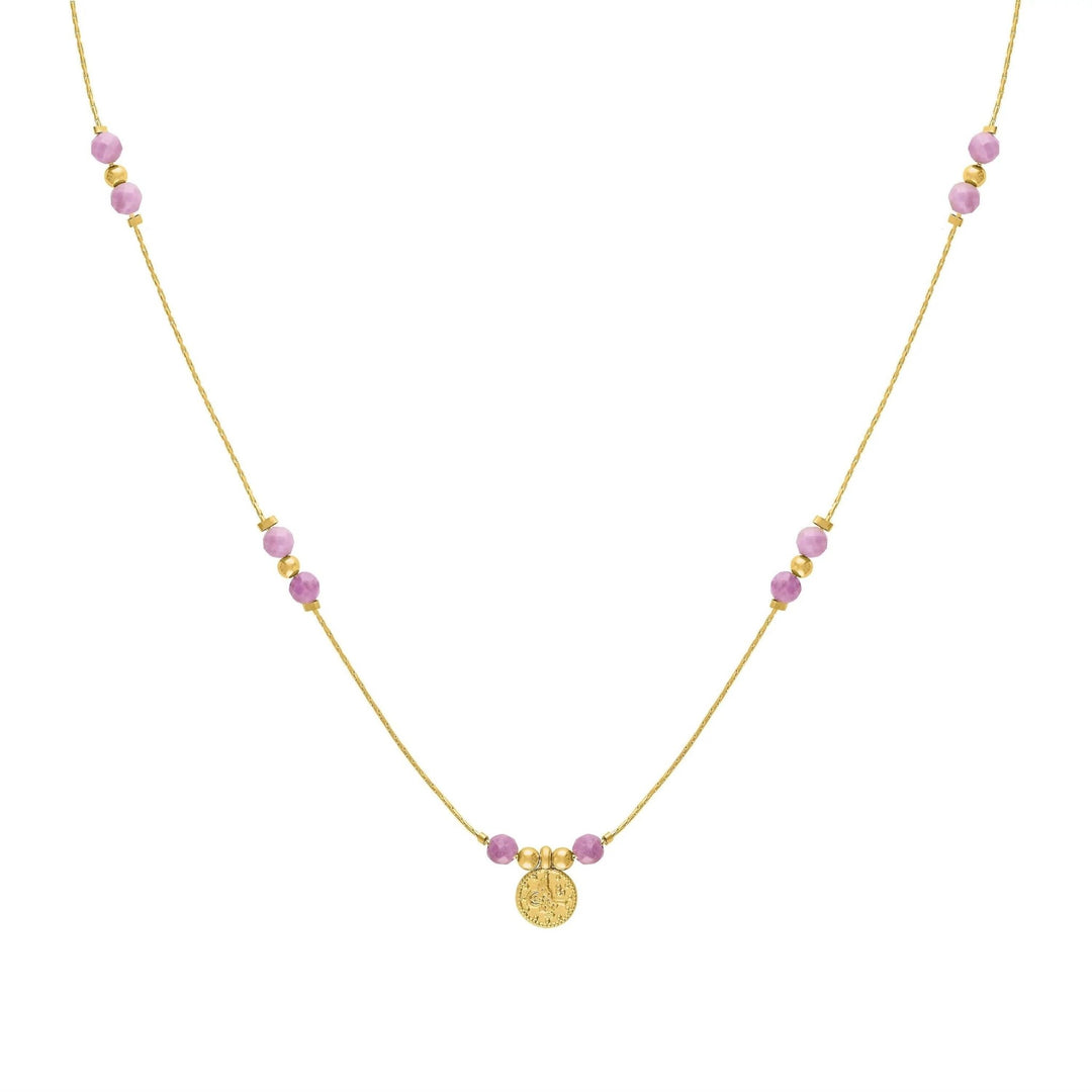 Journey Phosphosiderite Gemstone Coin Necklace - BTK COLLECTIONS