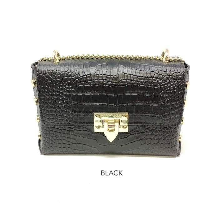 Small Black Genuine Leather Handbag - BTK COLLECTION