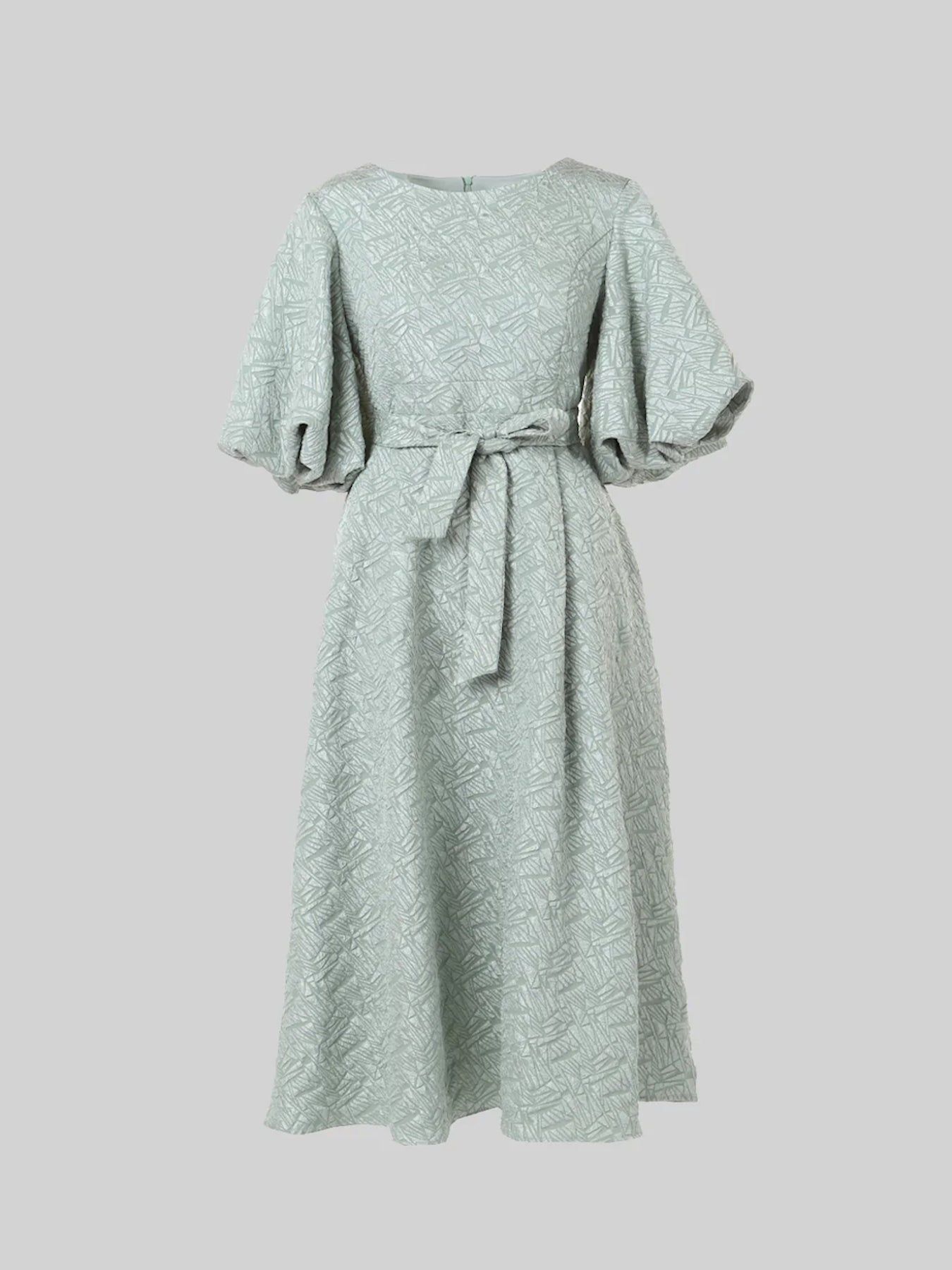 A Timeless Choice for Special Occasions: Boat Neck Embossing Textured Dress - BTK COLLECTIONS