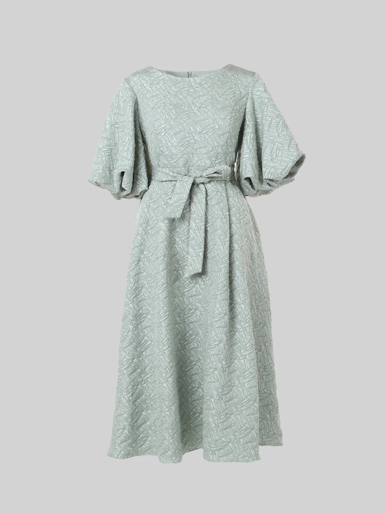 A Timeless Choice for Special Occasions: Boat Neck Embossing Textured Dress - BTK COLLECTION