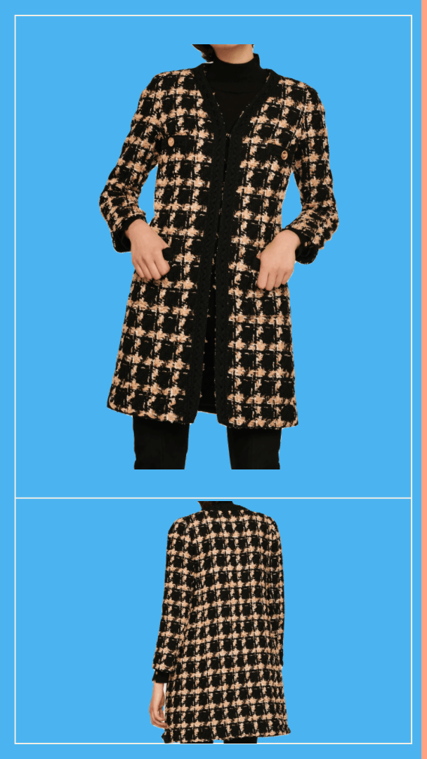 Elevate Your Style with the Long Tweed Check Jacket - BTK COLLECTIONS