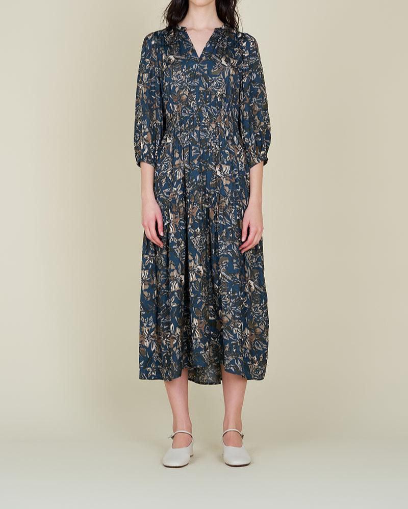 3/4 SLEEVES PRINTED MIDI DRESS - BTK COLLECTIONS