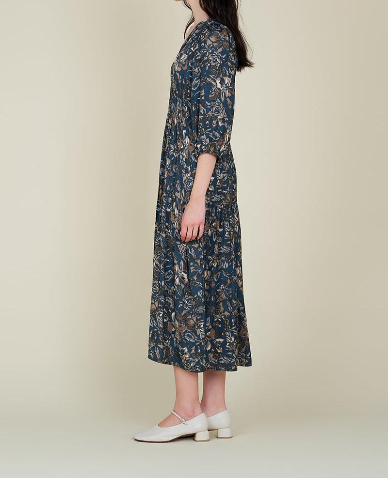 3/4 SLEEVES PRINTED MIDI DRESS - BTK COLLECTIONS