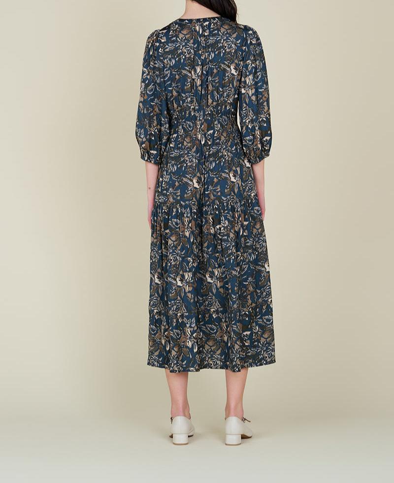 3/4 SLEEVES PRINTED MIDI DRESS - BTK COLLECTIONS