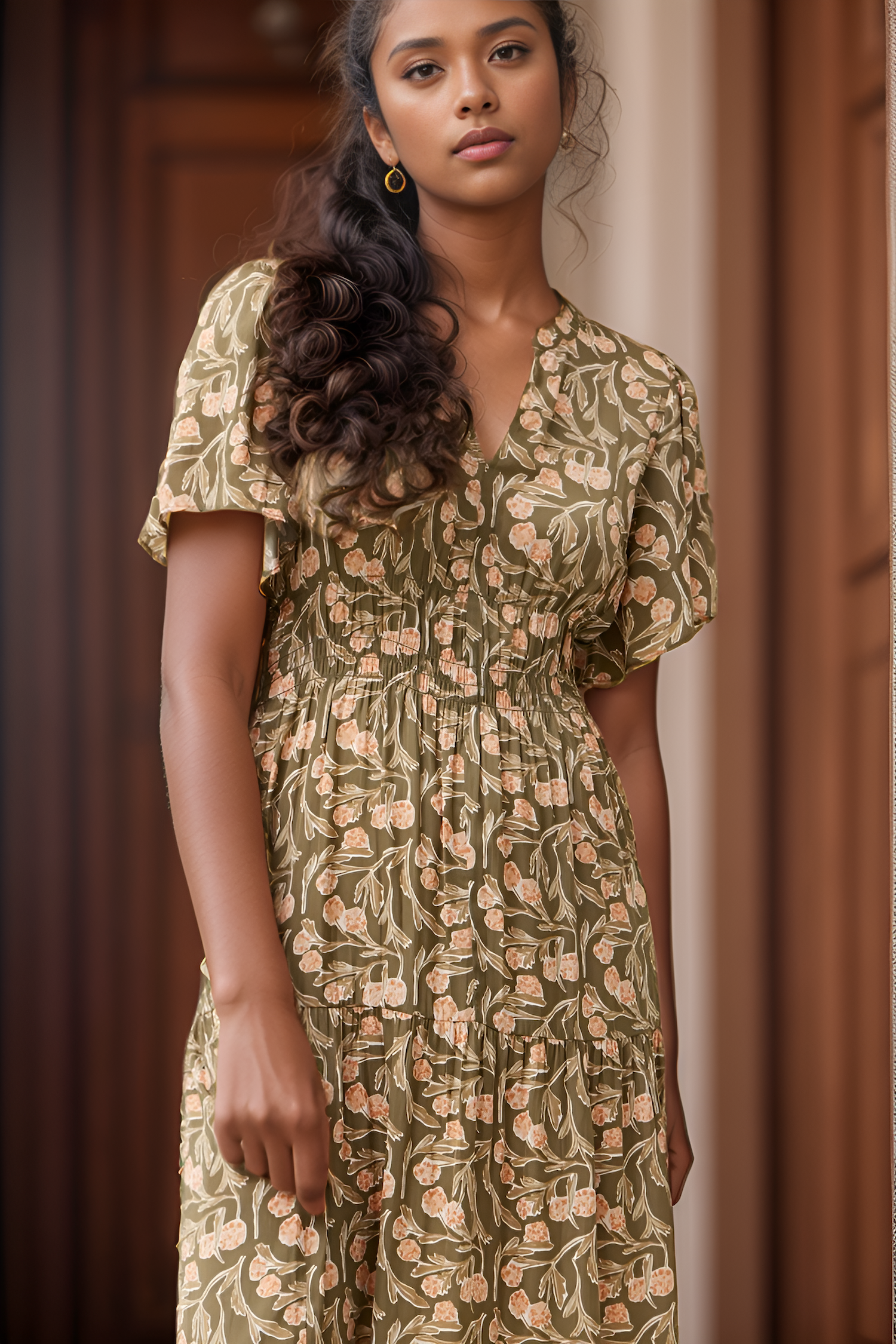 PRINTED MIDI DRESS - BTK COLLECTIONS