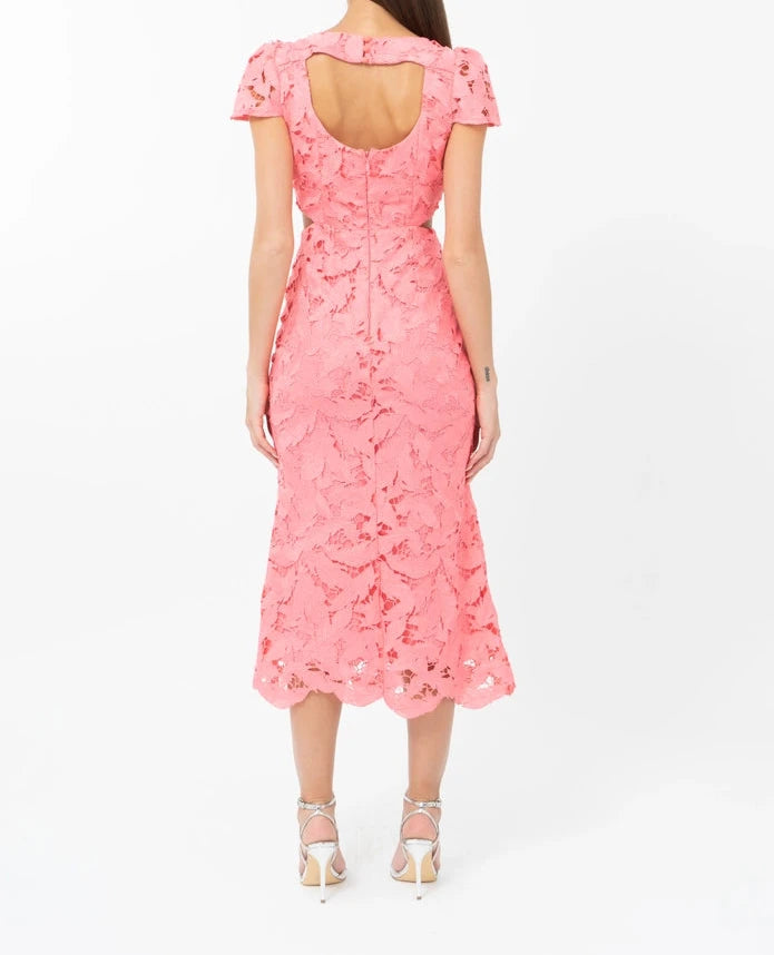 Portia 3D Lace Cap Sleeve Midi Dress