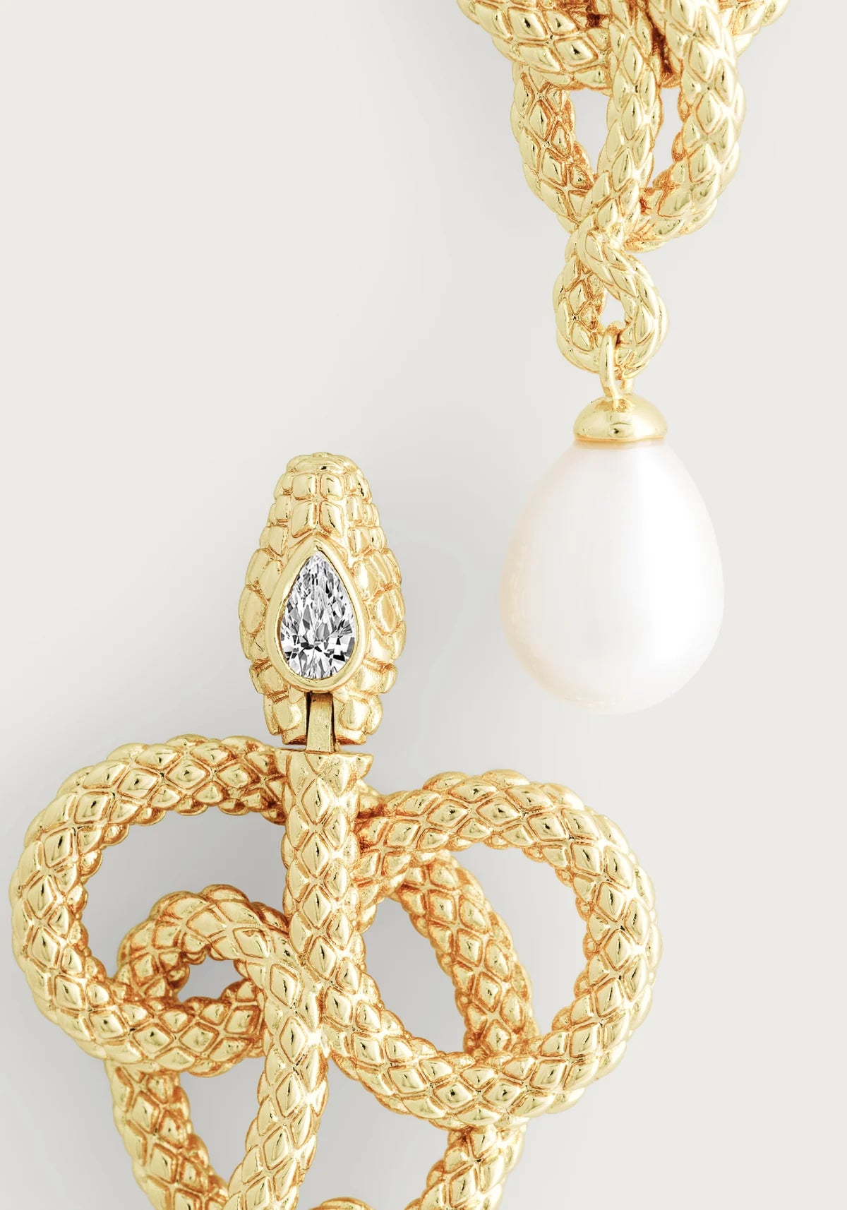 Serpent Pearl Drop Earrings