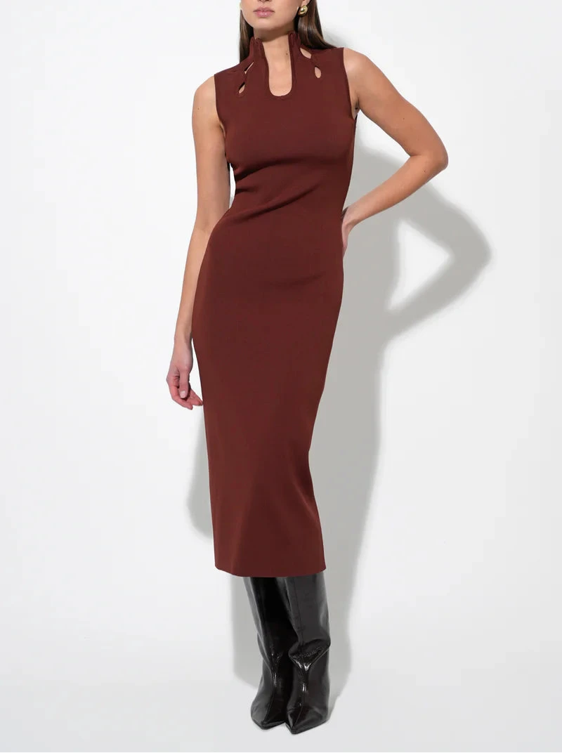 Trish Sculped Cut Out Knit Midi Dress