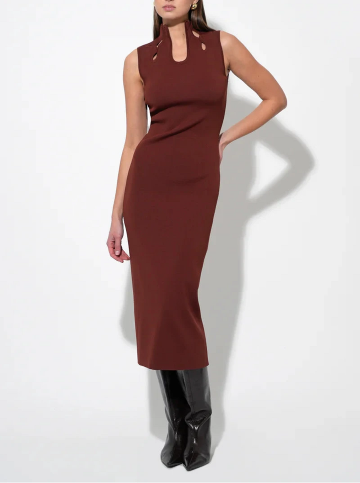 Trish Sculped Cut Out Knit Midi Dress