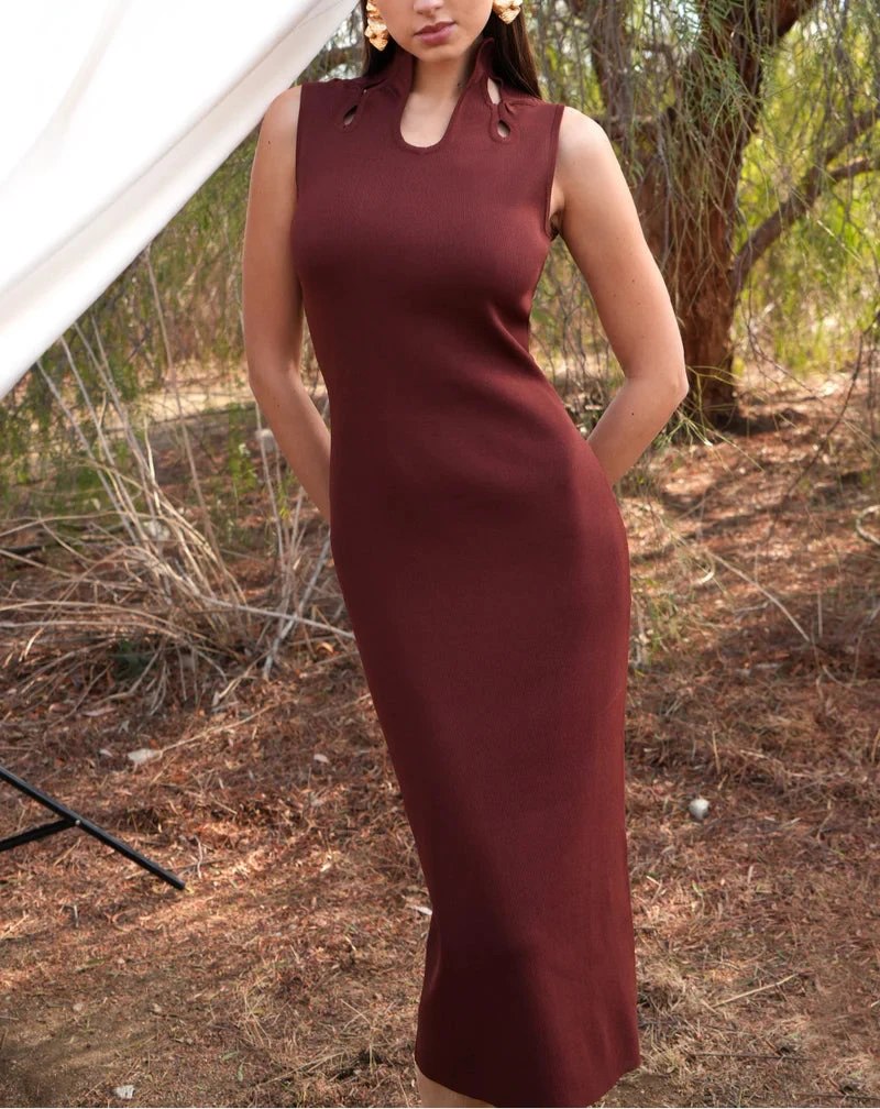 Trish Sculped Cut Out Knit Midi Dress