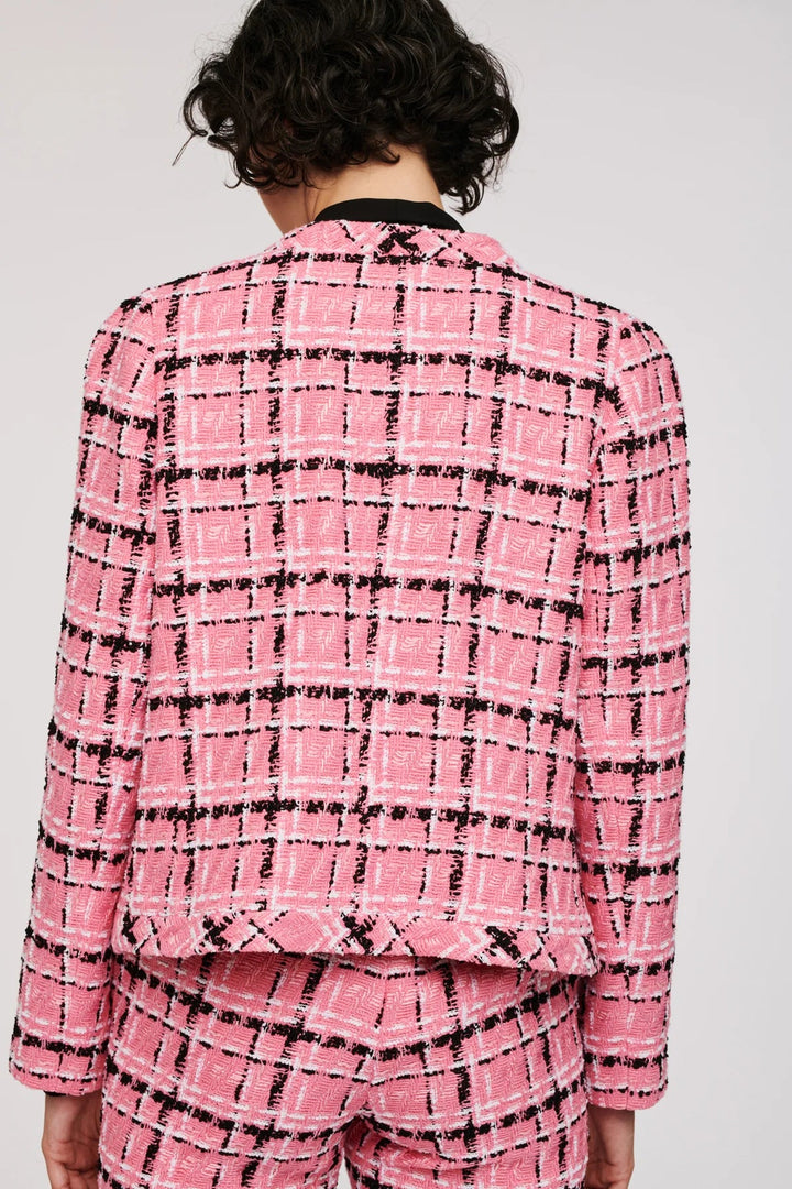 Feminine pink tweed jacket for work and daytime events