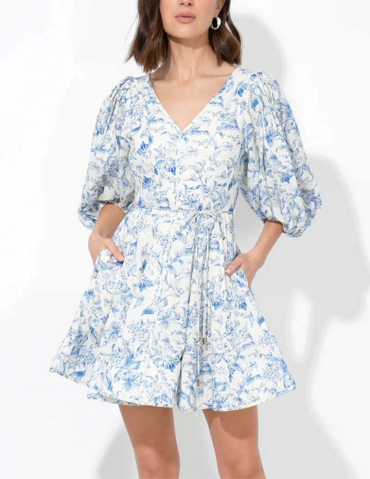 Clare Printed Fit and Flared Mini Dress