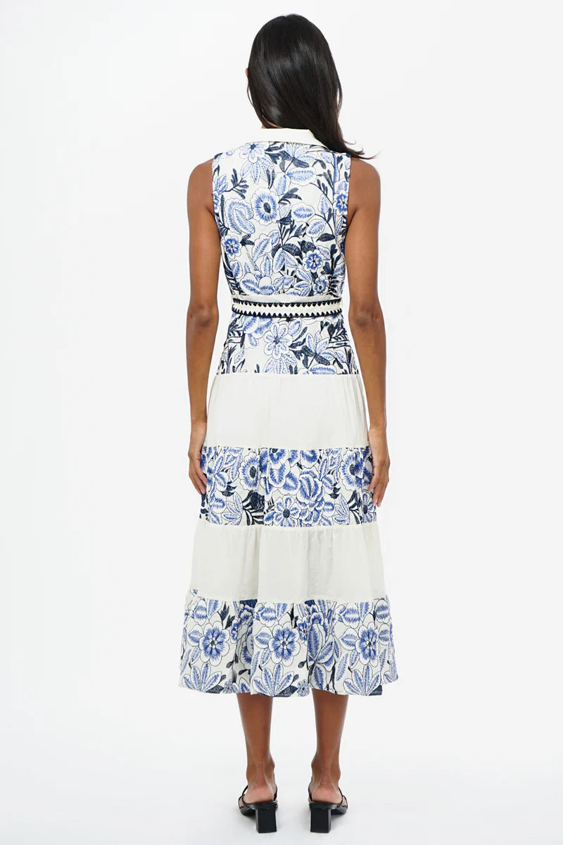 Ethena Embroidered Sleeveless Shirt Midi Dress