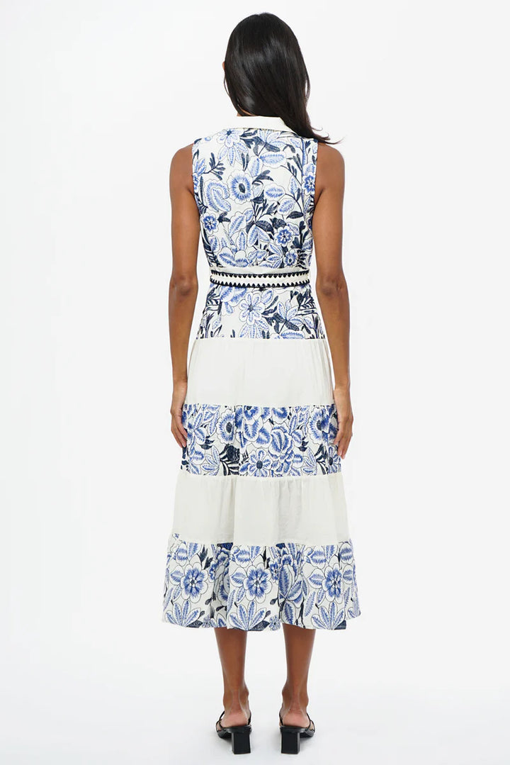 Ethena Embroidered Sleeveless Shirt Midi Dress