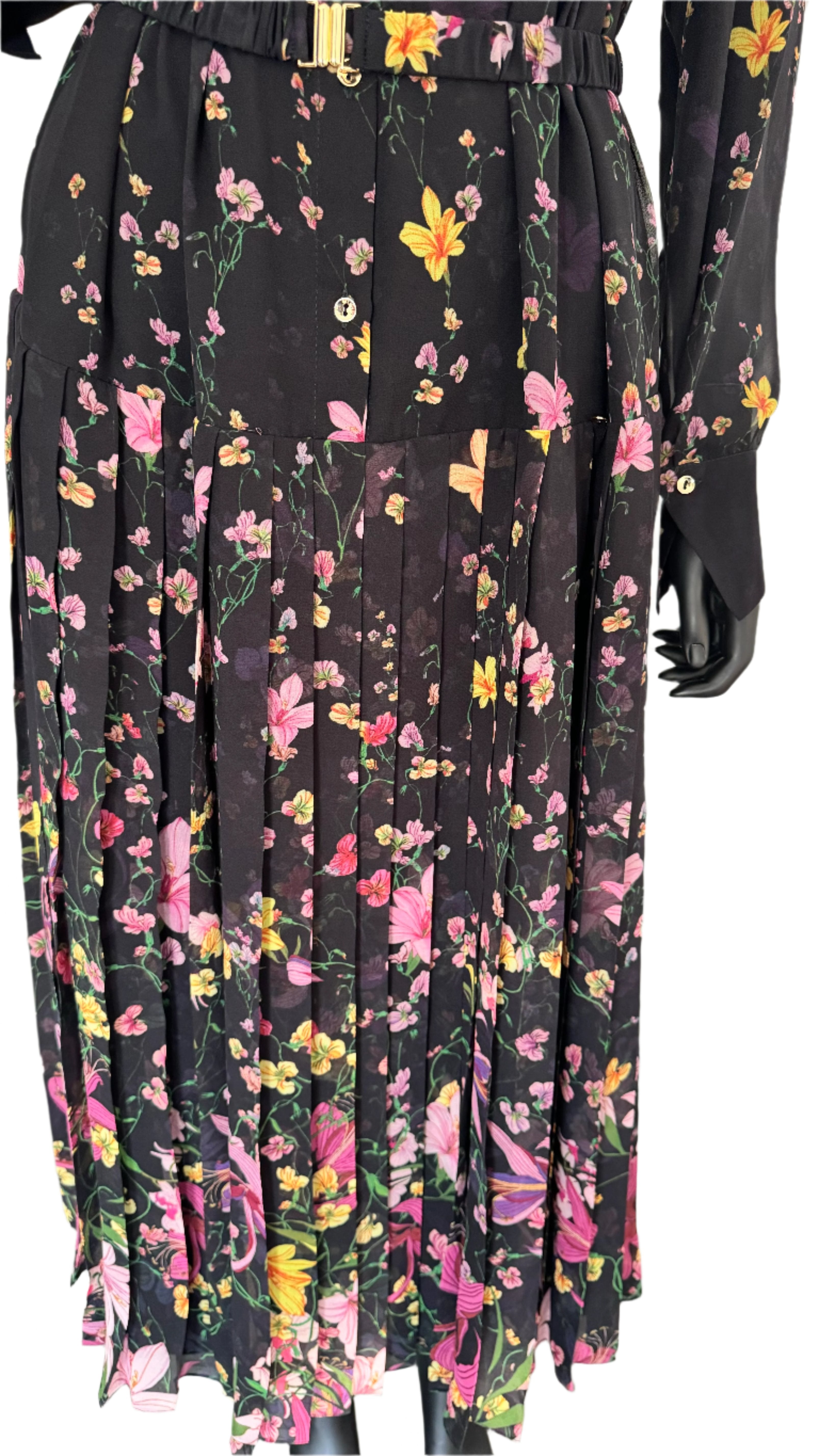 Floral Print Pleated Midi Dress