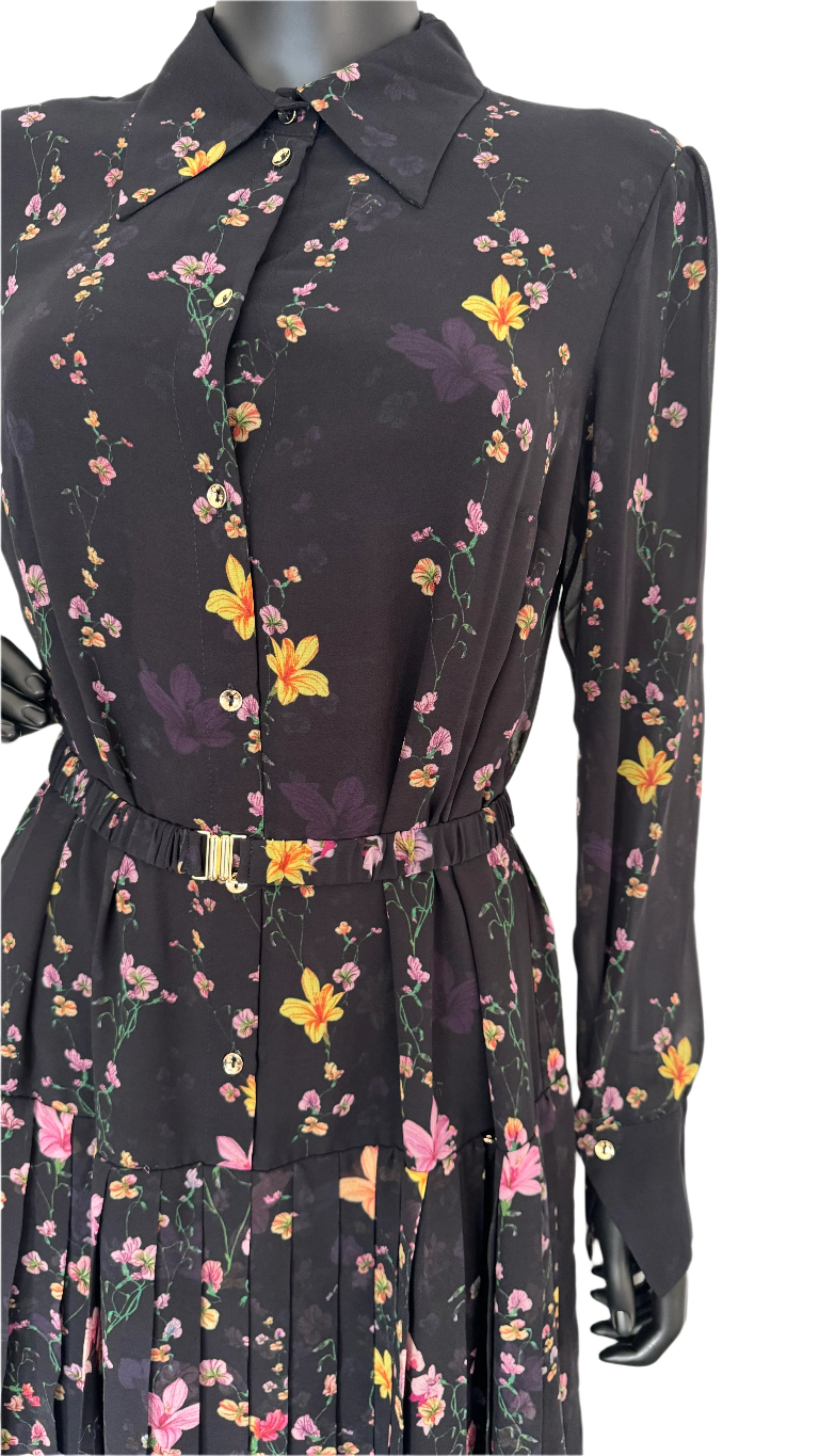 Floral Print Pleated Midi Dress