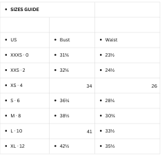 LKLUV Size chart