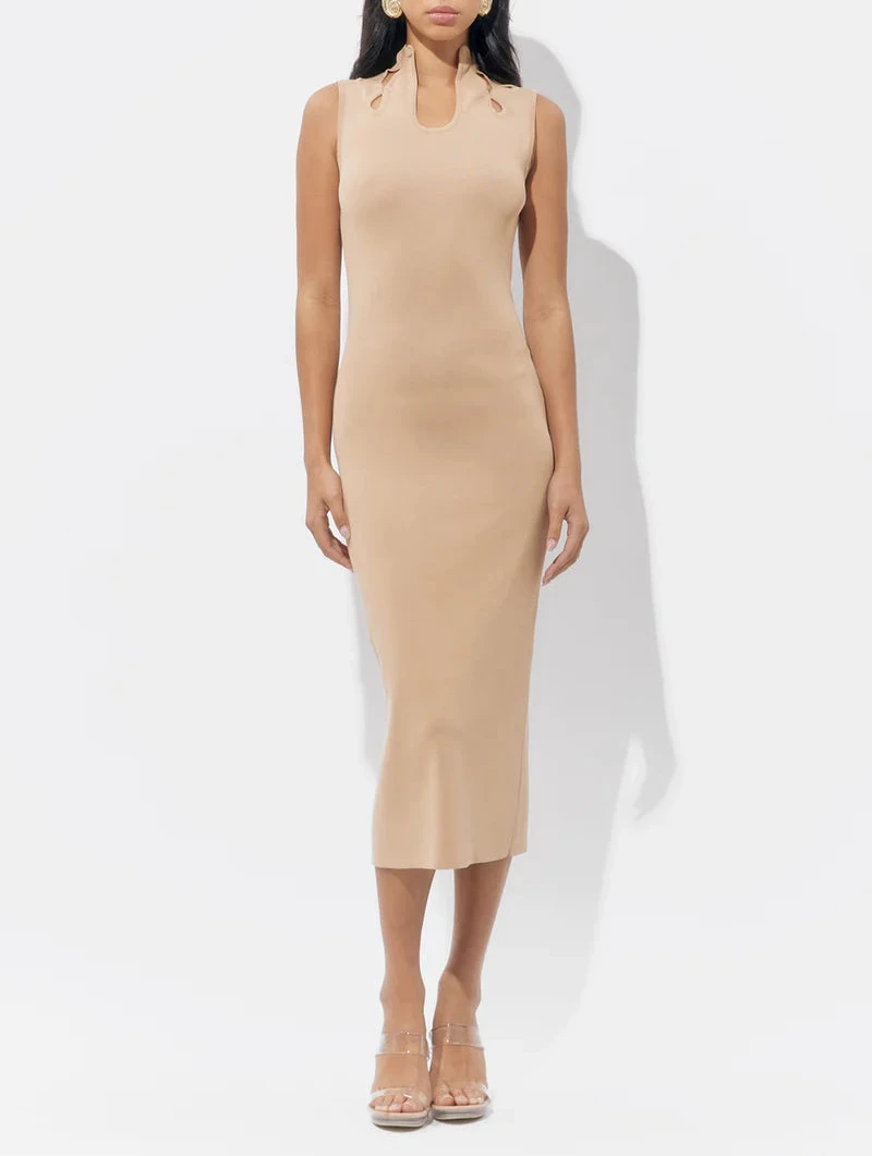 Trish Sculped Cut Out Knit Midi Dress