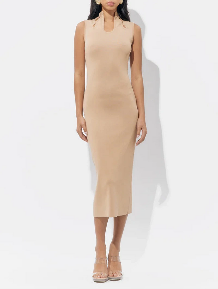 Trish Sculped Cut Out Knit Midi Dress