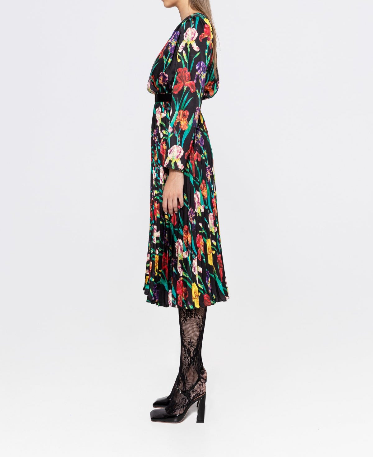 Floral  Print Satin Midi Dress