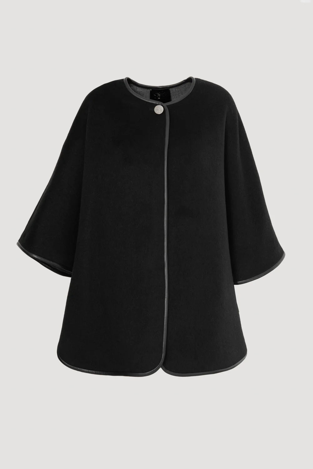 Black Reversible Wool Cape Poncho