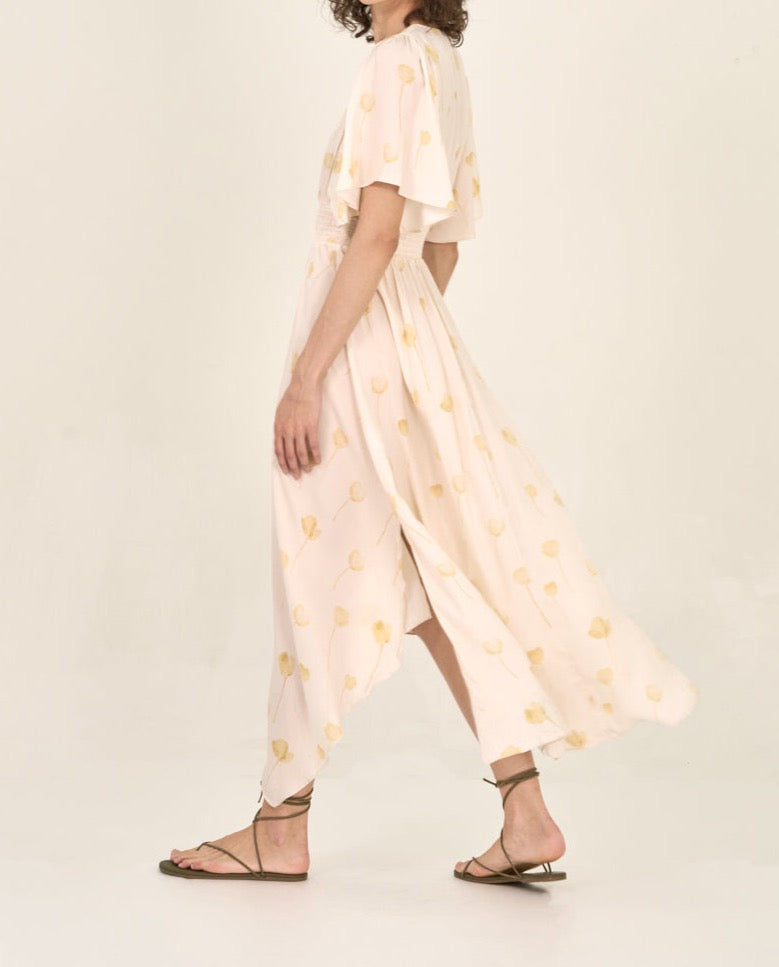 Rosewater  Watercolor Floral Print Dress-Grade & Gather_BTK COLLECTION