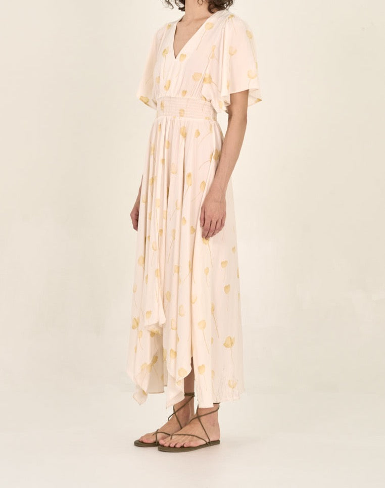 Rosewater  Watercolor Floral Print Dress-Grade & Gather_BTK COLLECTION